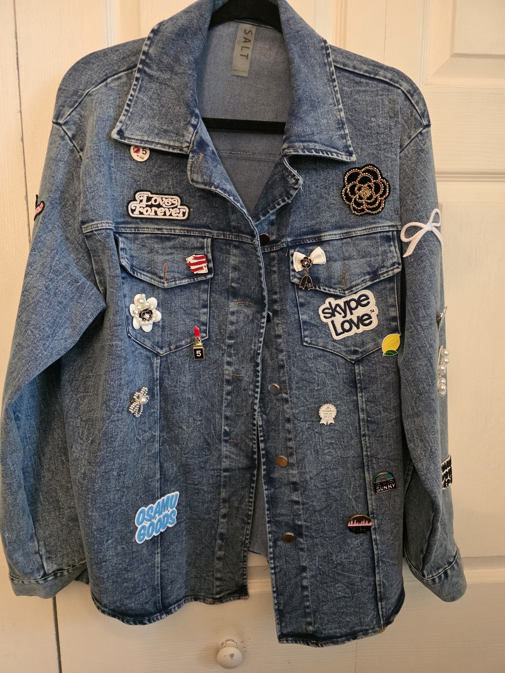 Salt Embellished Blue Denim Jacket - Women's
